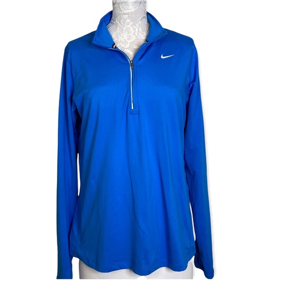 Nike Jackets & Blazers - Nike Blue Dri-Fit Running Pullover Jacket Size L Women Thumb Holes Reflective